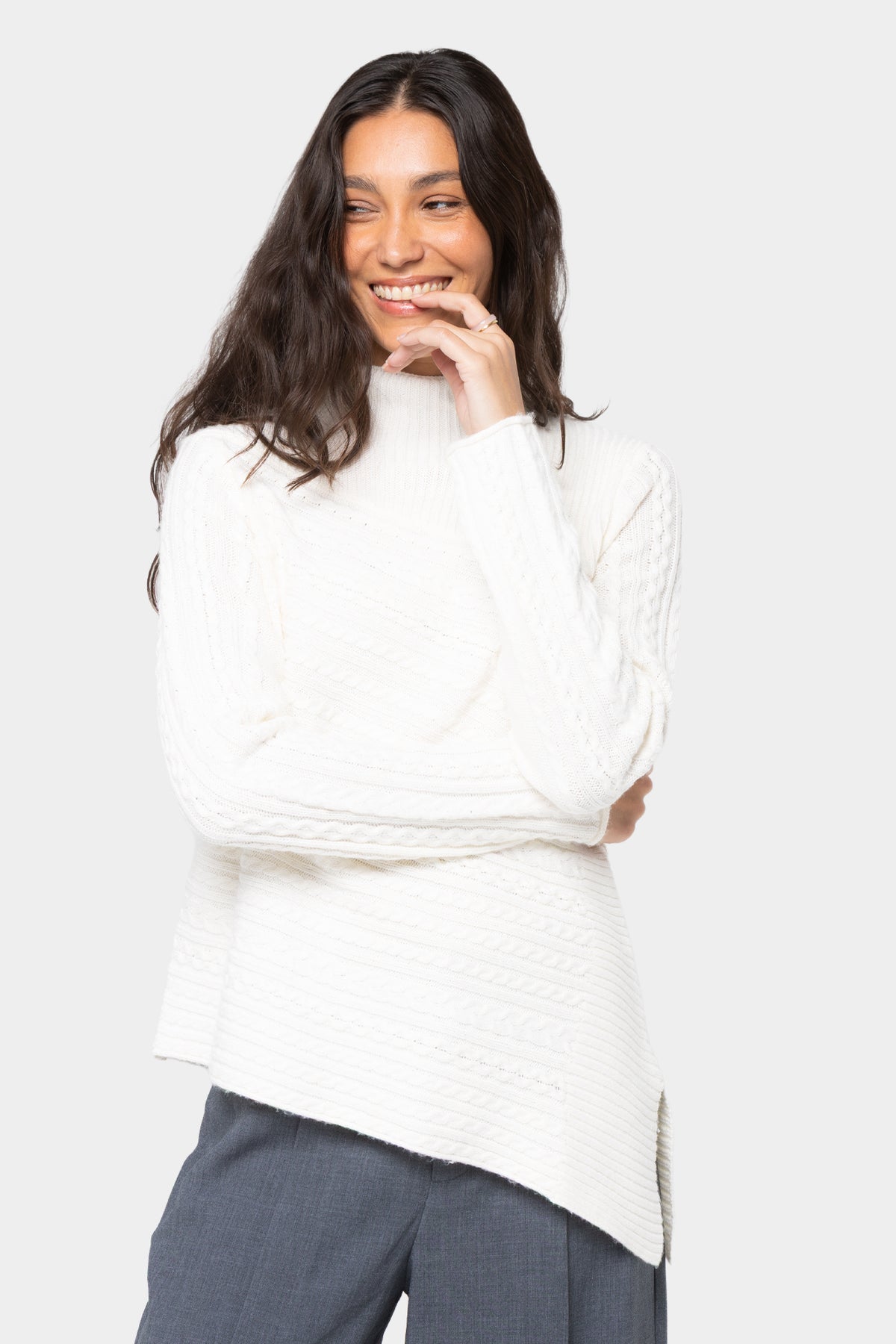 Asymmetric Cable Detail Pullover