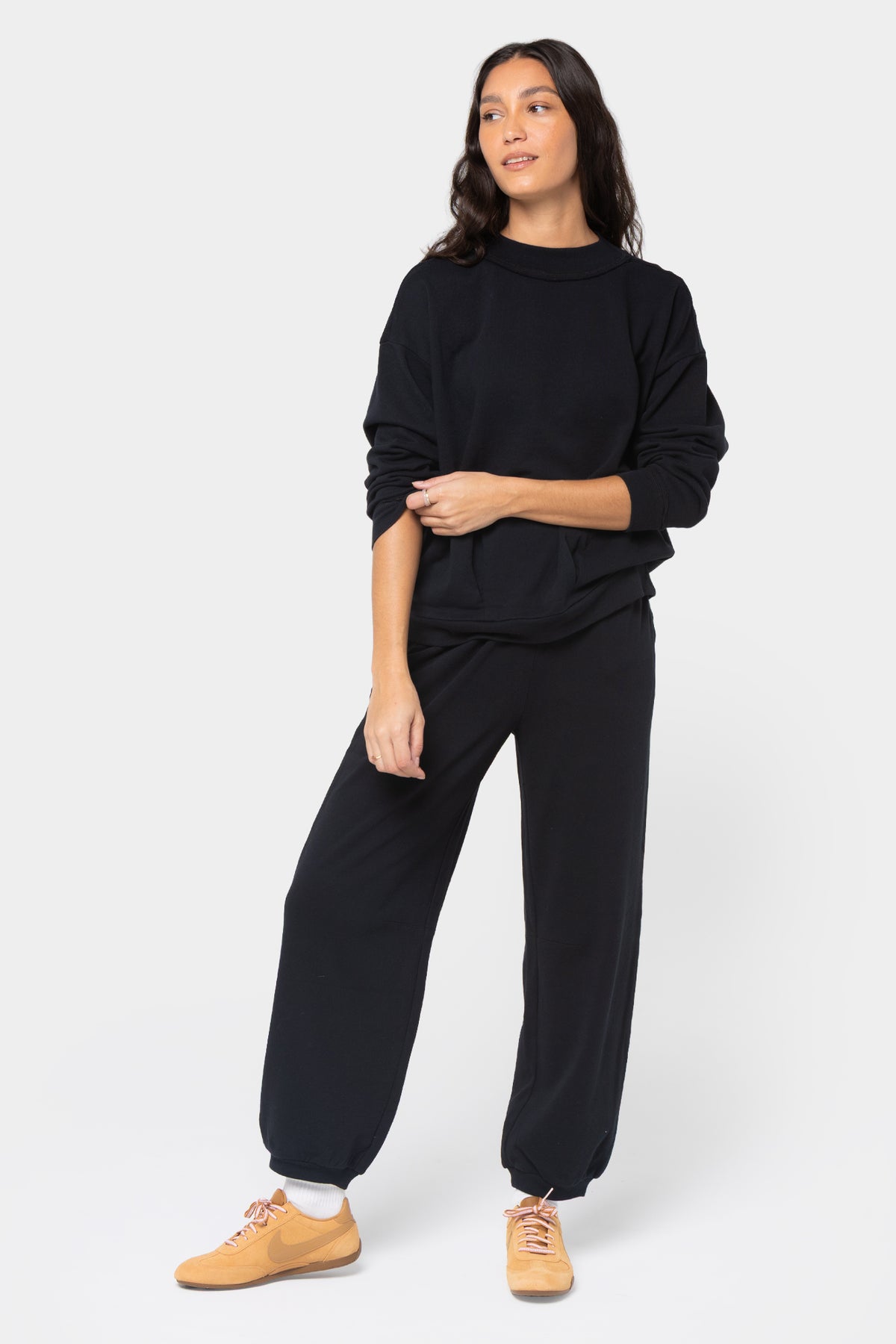 French Terry Barrel Leg Ankle Pant