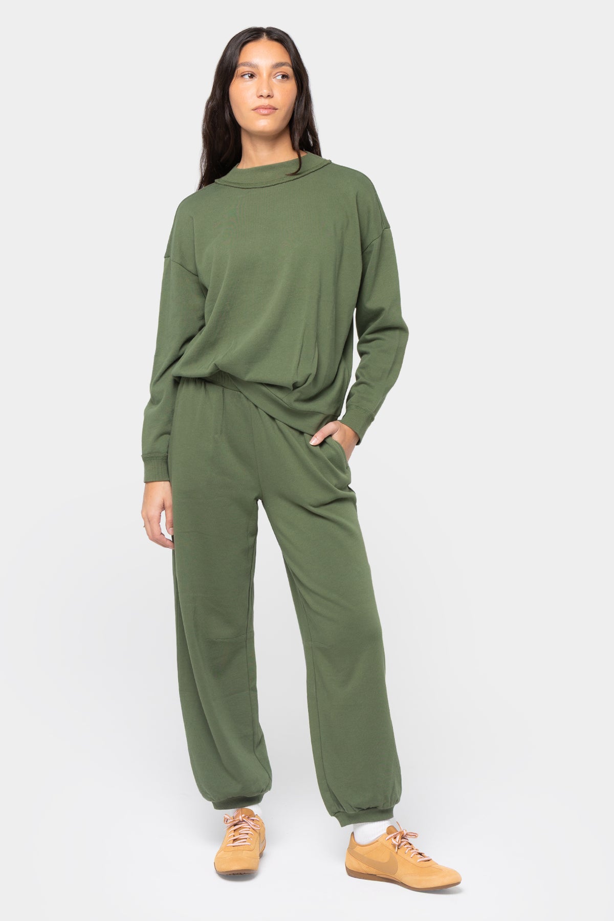French Terry Barrel Leg Ankle Pant