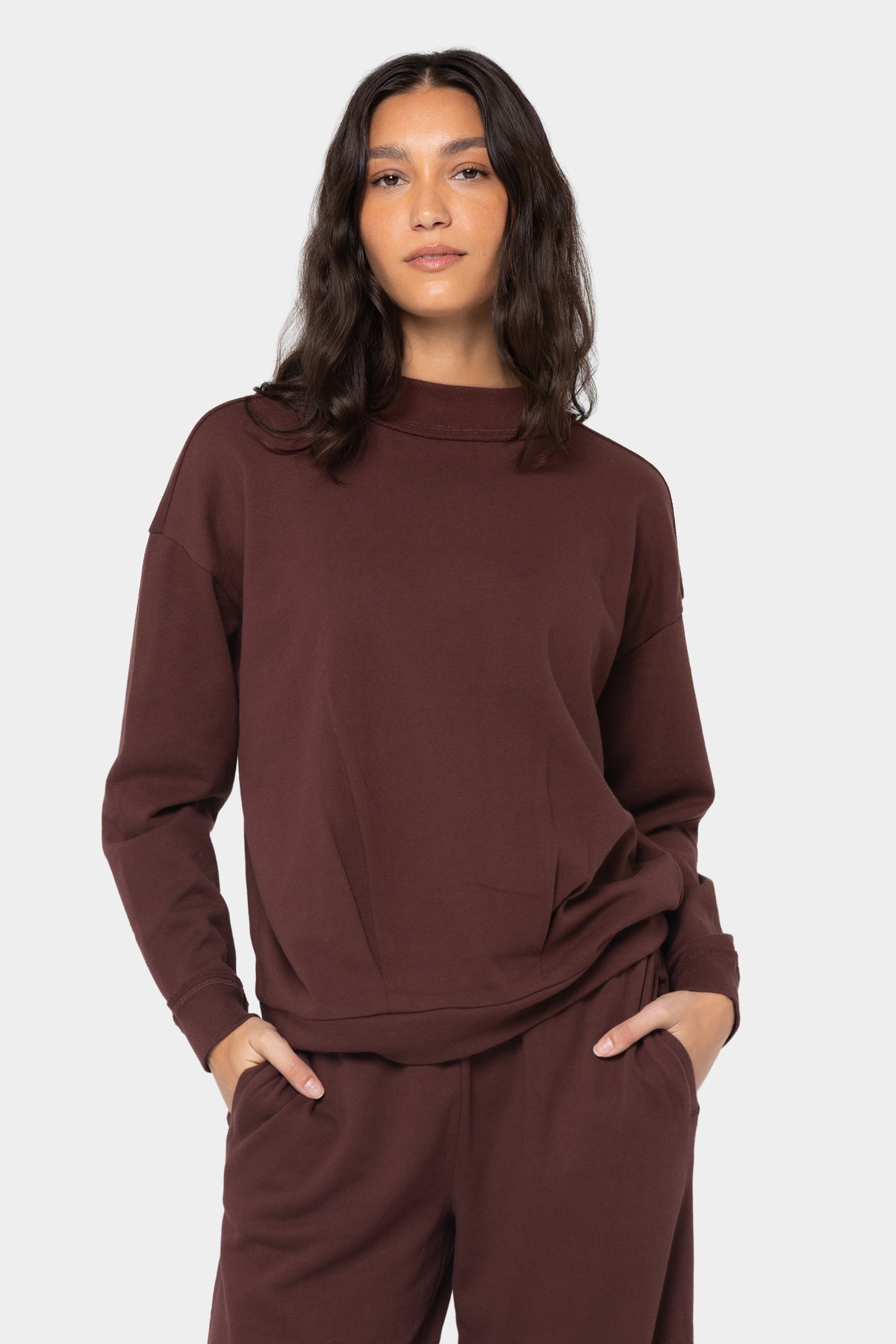 V-Neck Bubble Hem Sweatshirt