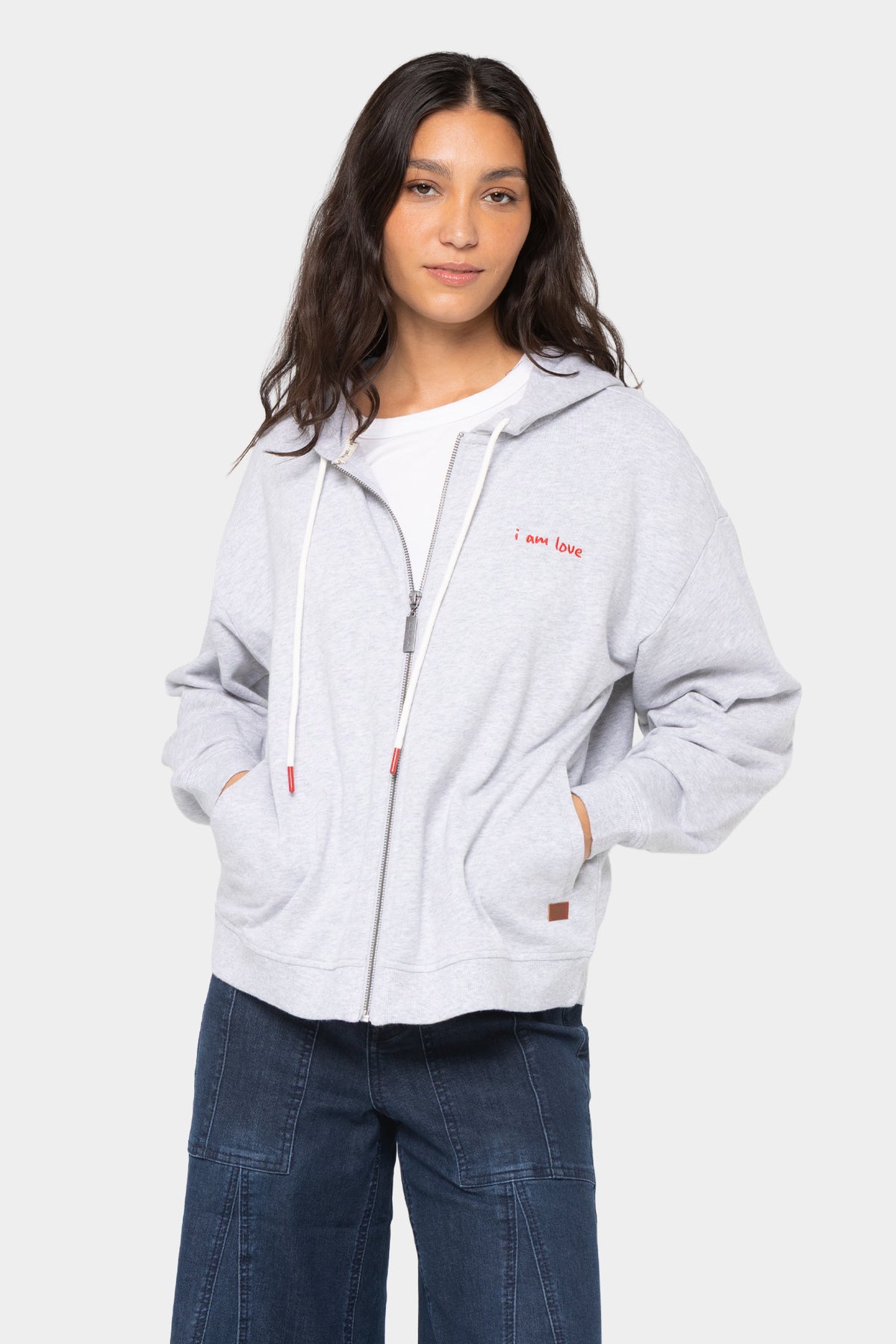 Zip Front French Terry Barrel Sleeve Hoodie