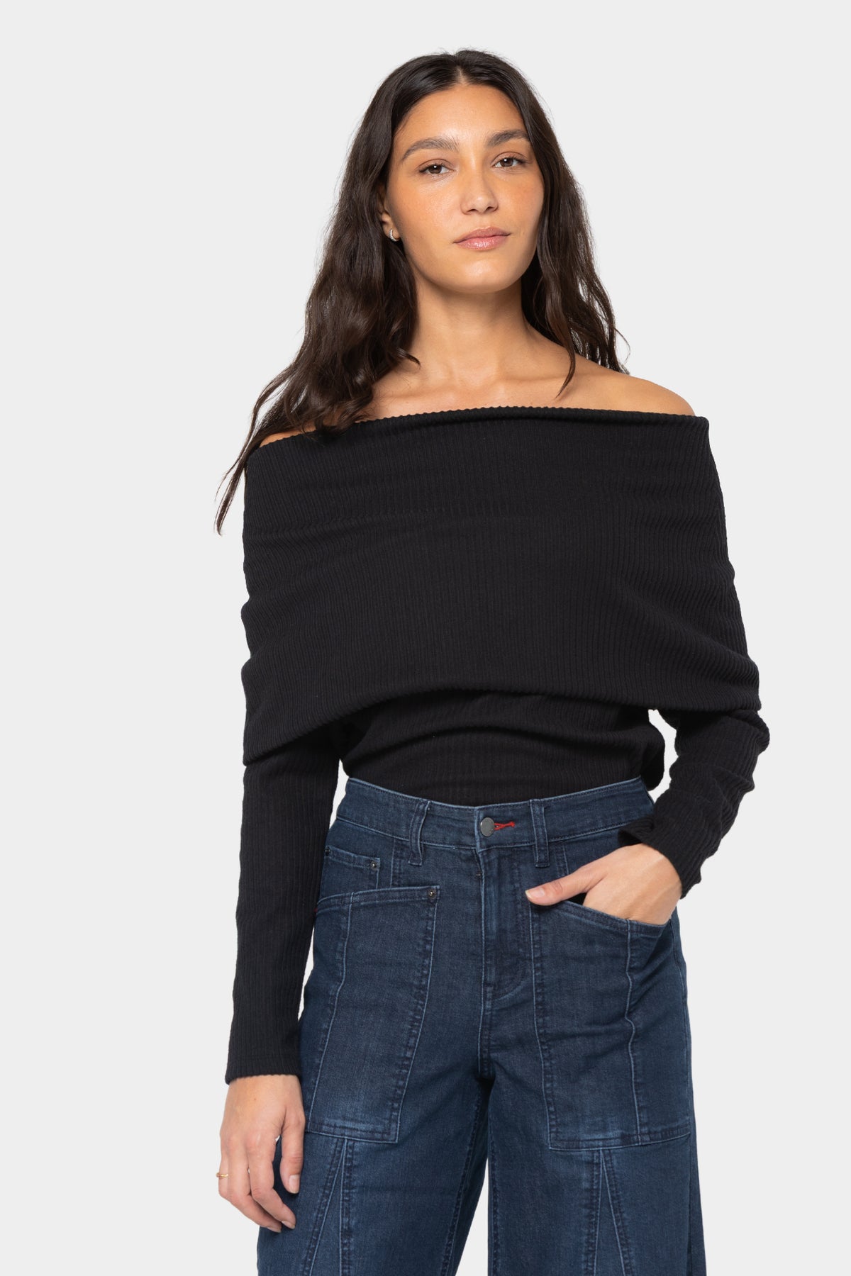 Comfy Rib Cowl to Off Shoulder Top