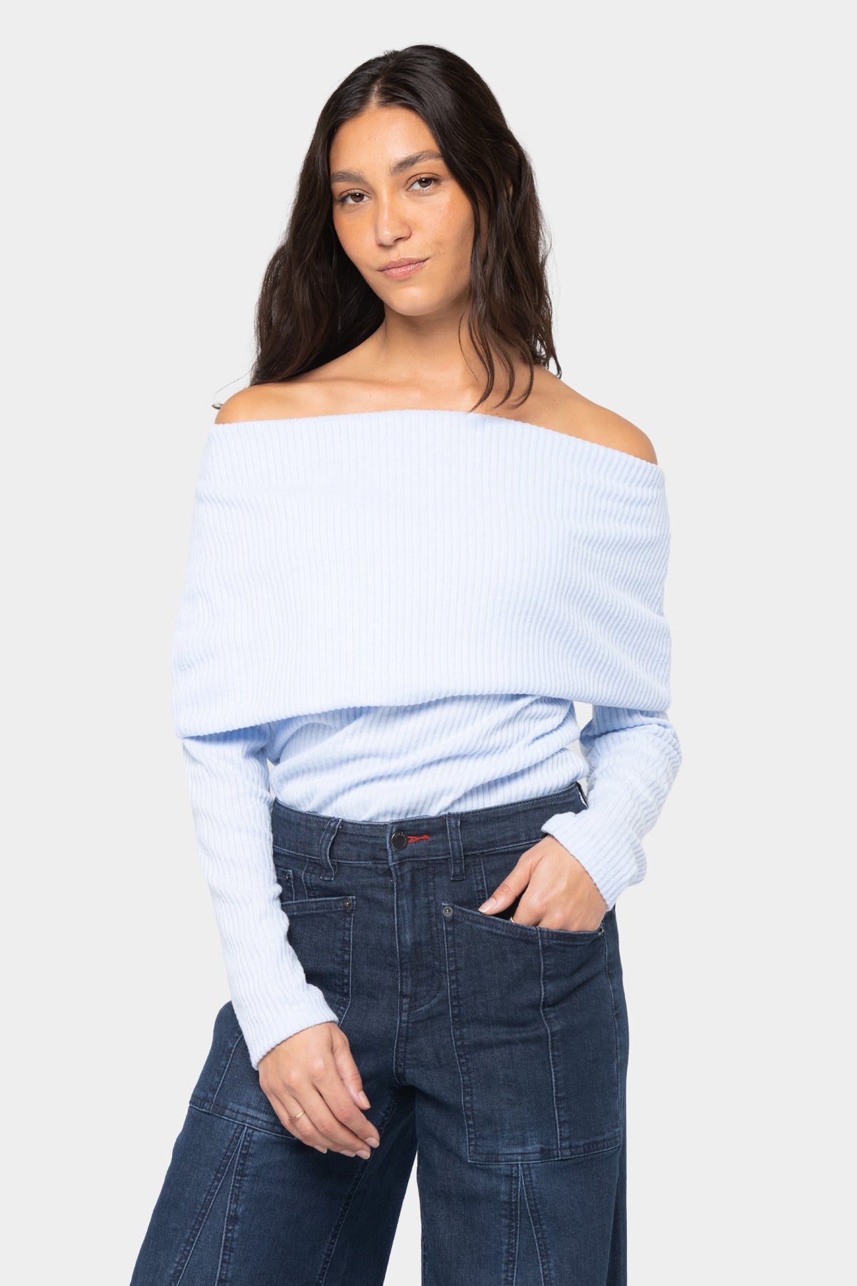 Comfy Rib Cowl to Off Shoulder Top
