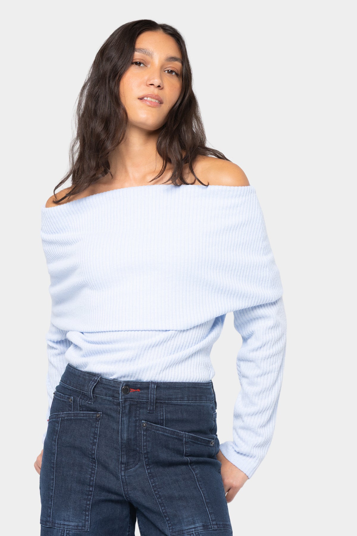 Comfy Rib Cowl to Off Shoulder Top