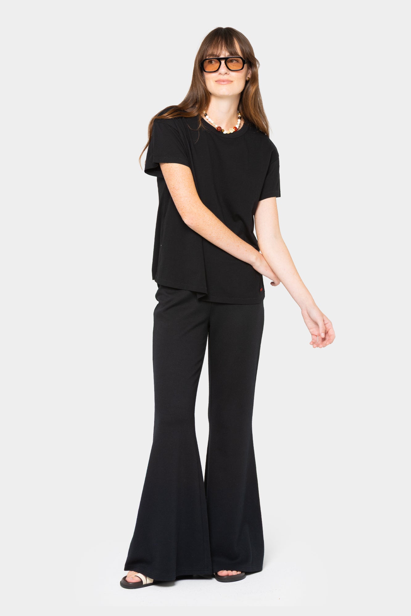 Brushed Knit Pull-On Flare Pants