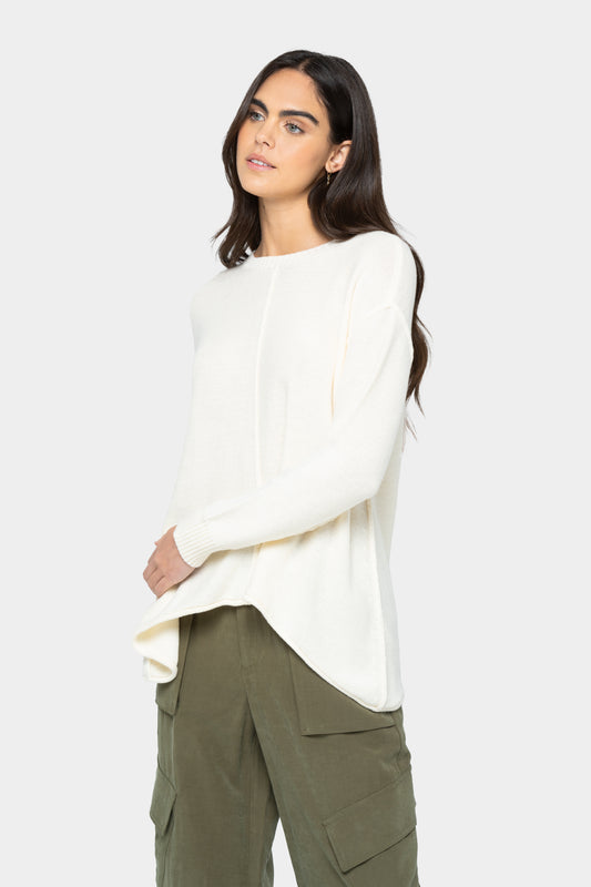 Cotton Long-Sleeve Sharkbite Sweater