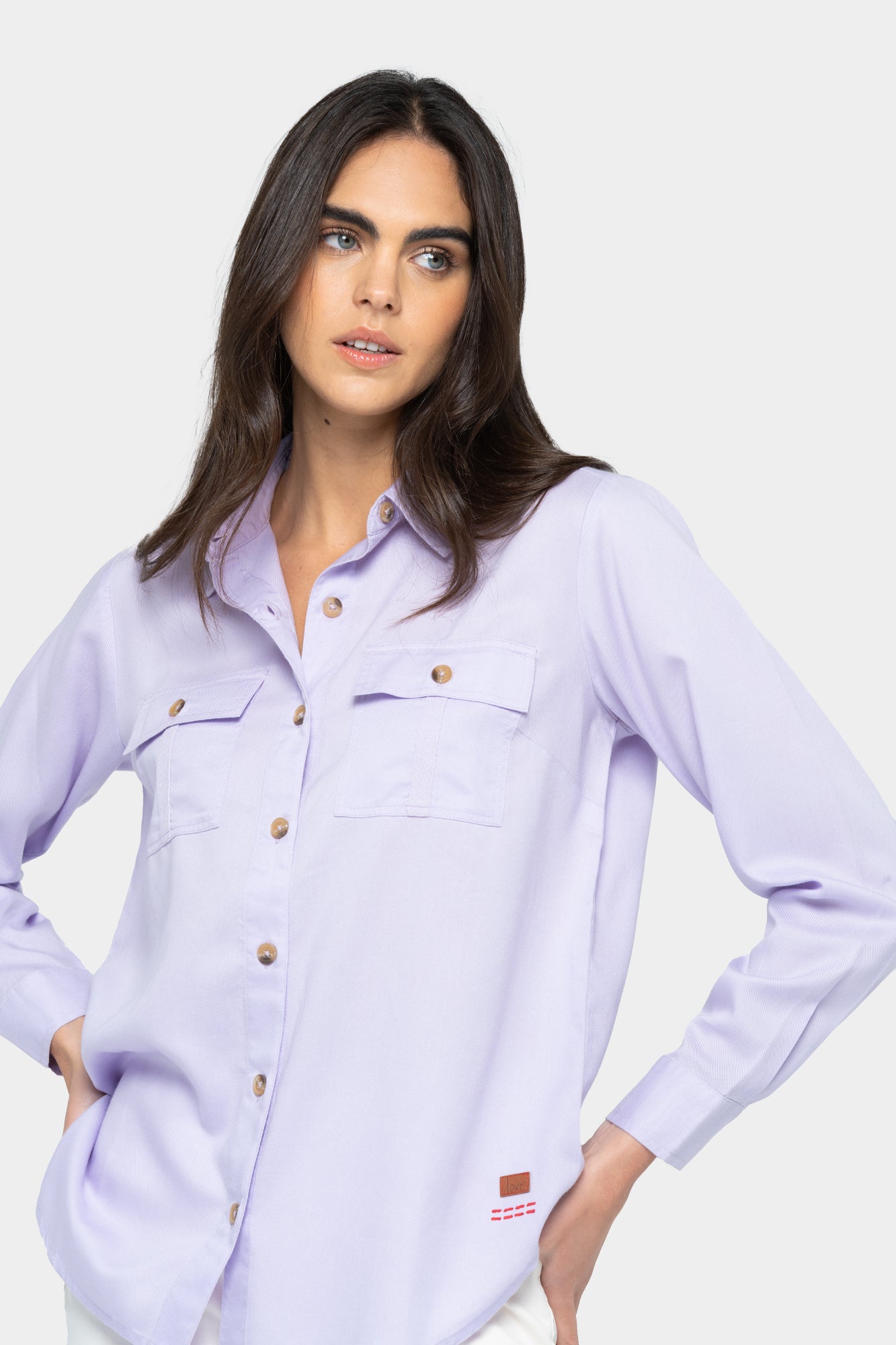 Button-Front Twill Shirt