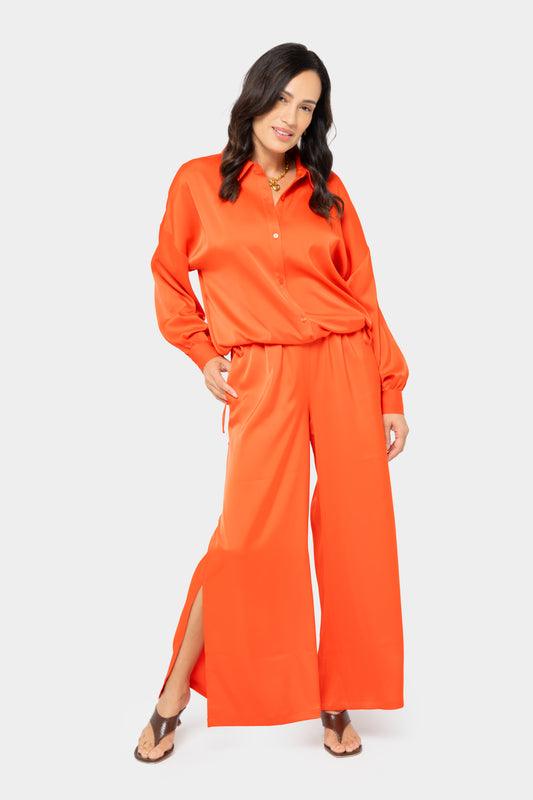 Satin Ankle Length Pull On Pant