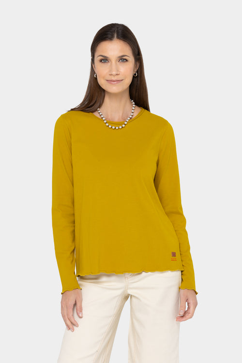 Sueded Knit Lettuce Edge Top
