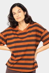 Striped Cotton Short Sleeve Boxy Tee