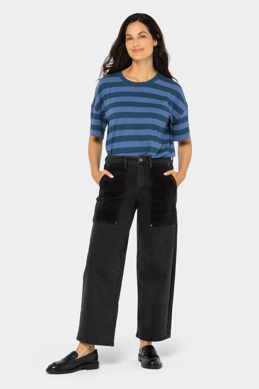 Striped Cotton Short Sleeve Boxy Tee