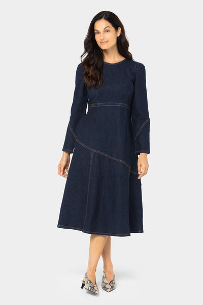 Black Label Denim Puff Sleeve Midi Dress – Peace Love World