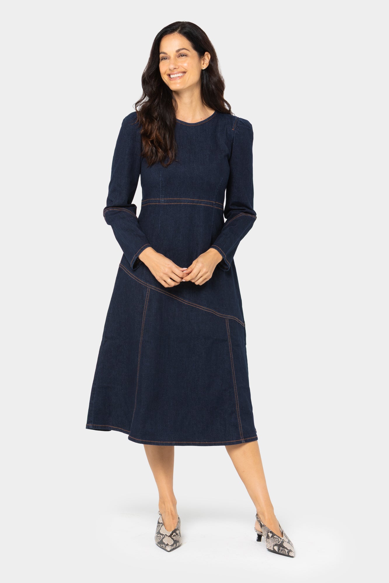 Black Label Denim Puff Sleeve Midi Dress – Peace Love World