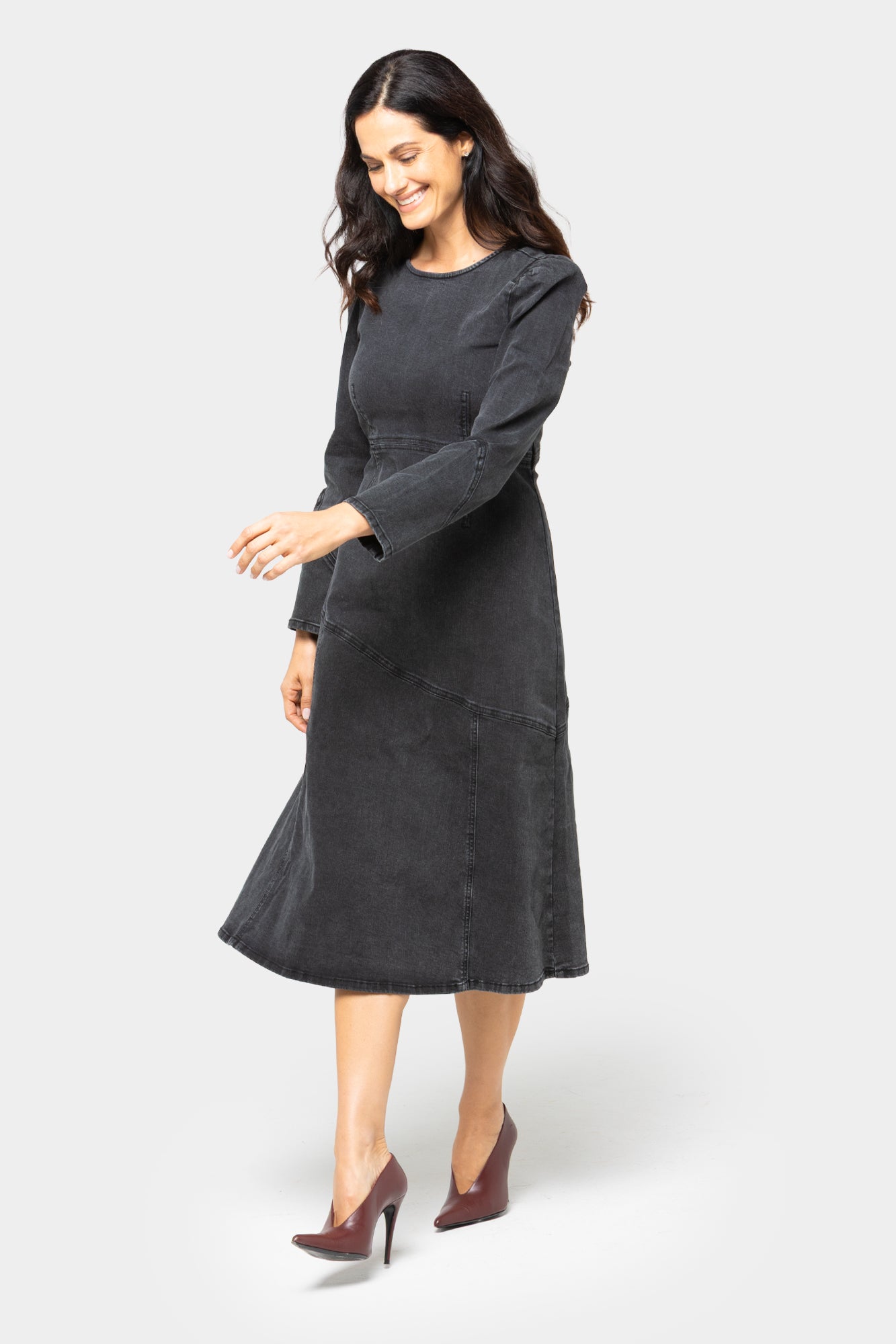 Black Label Denim Puff Sleeve Midi Dress – Peace Love World