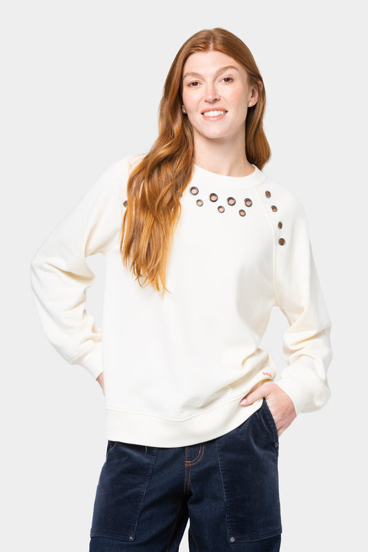 French Terry Grommet Detail Sweatshirt