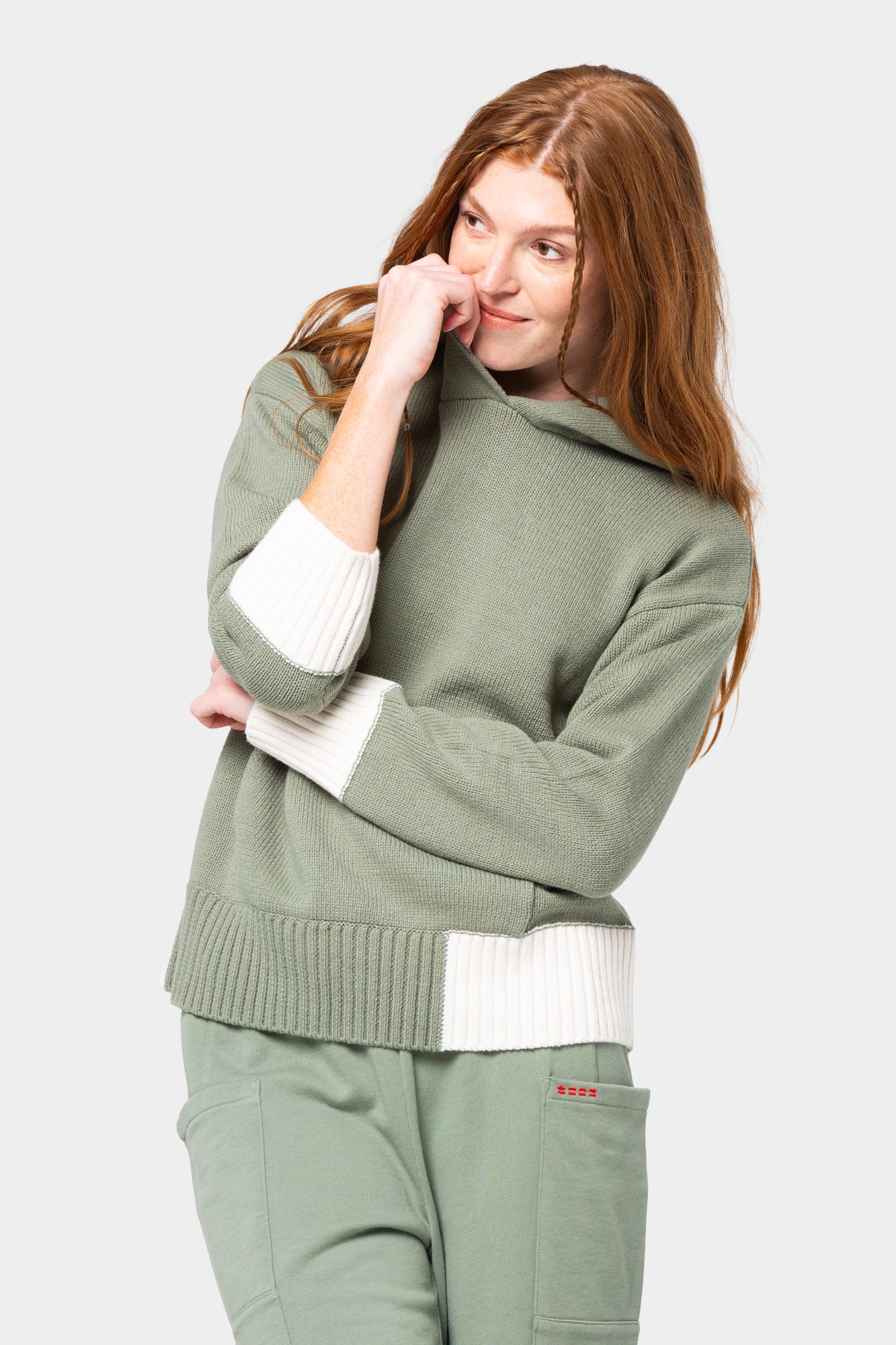 Color Block Hooded Sweater