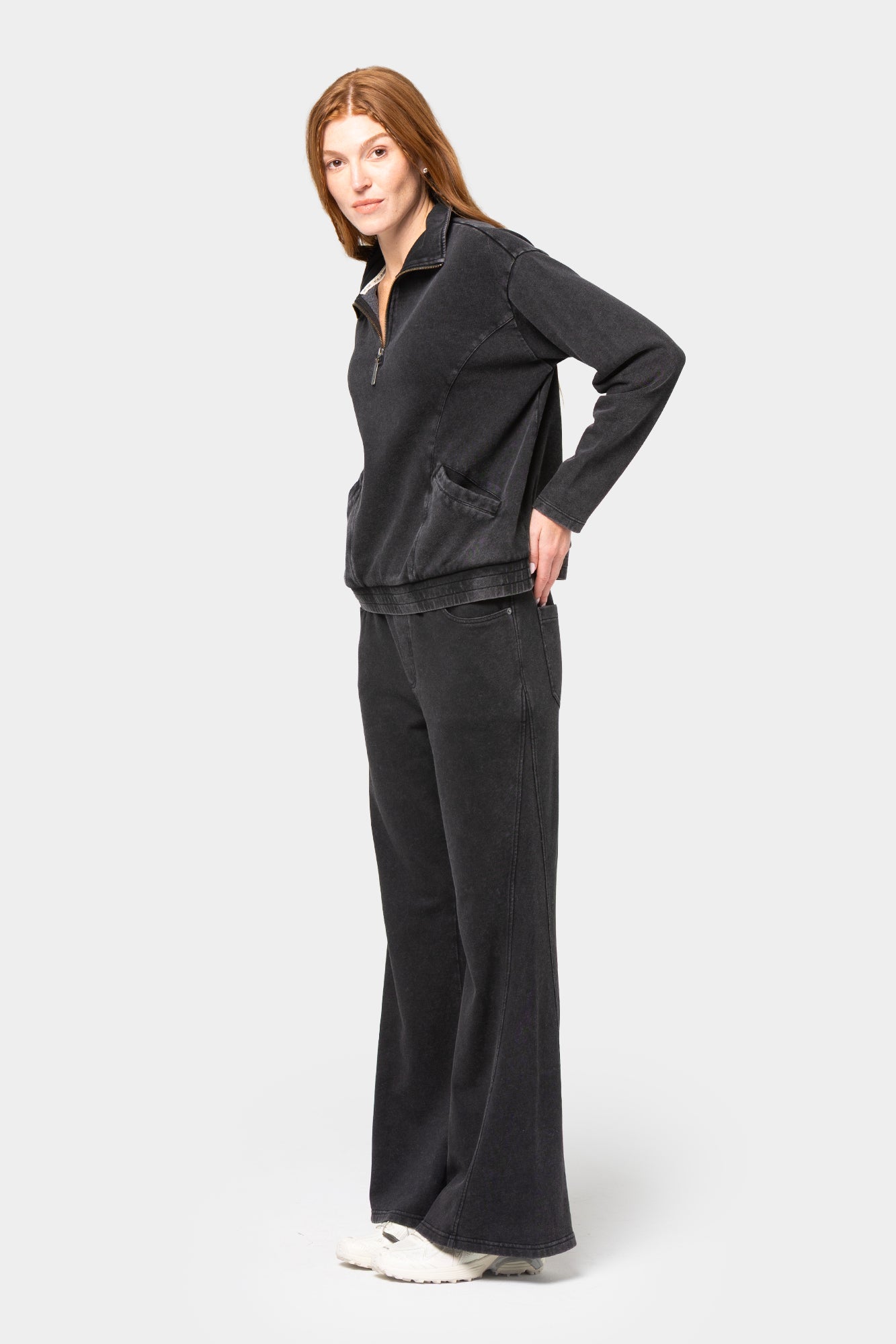 Washed French Terry Pull-On Trouser