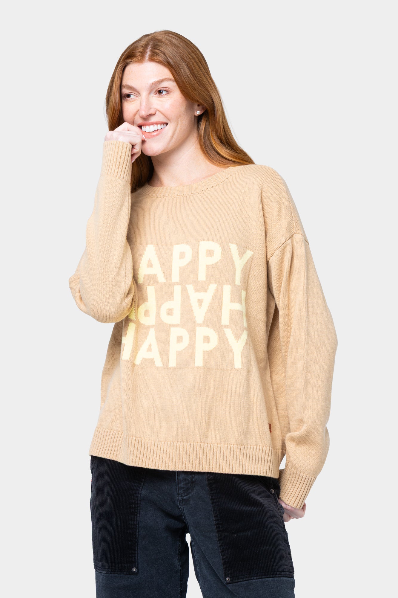 Cotton Motif Crew Neck Sweater