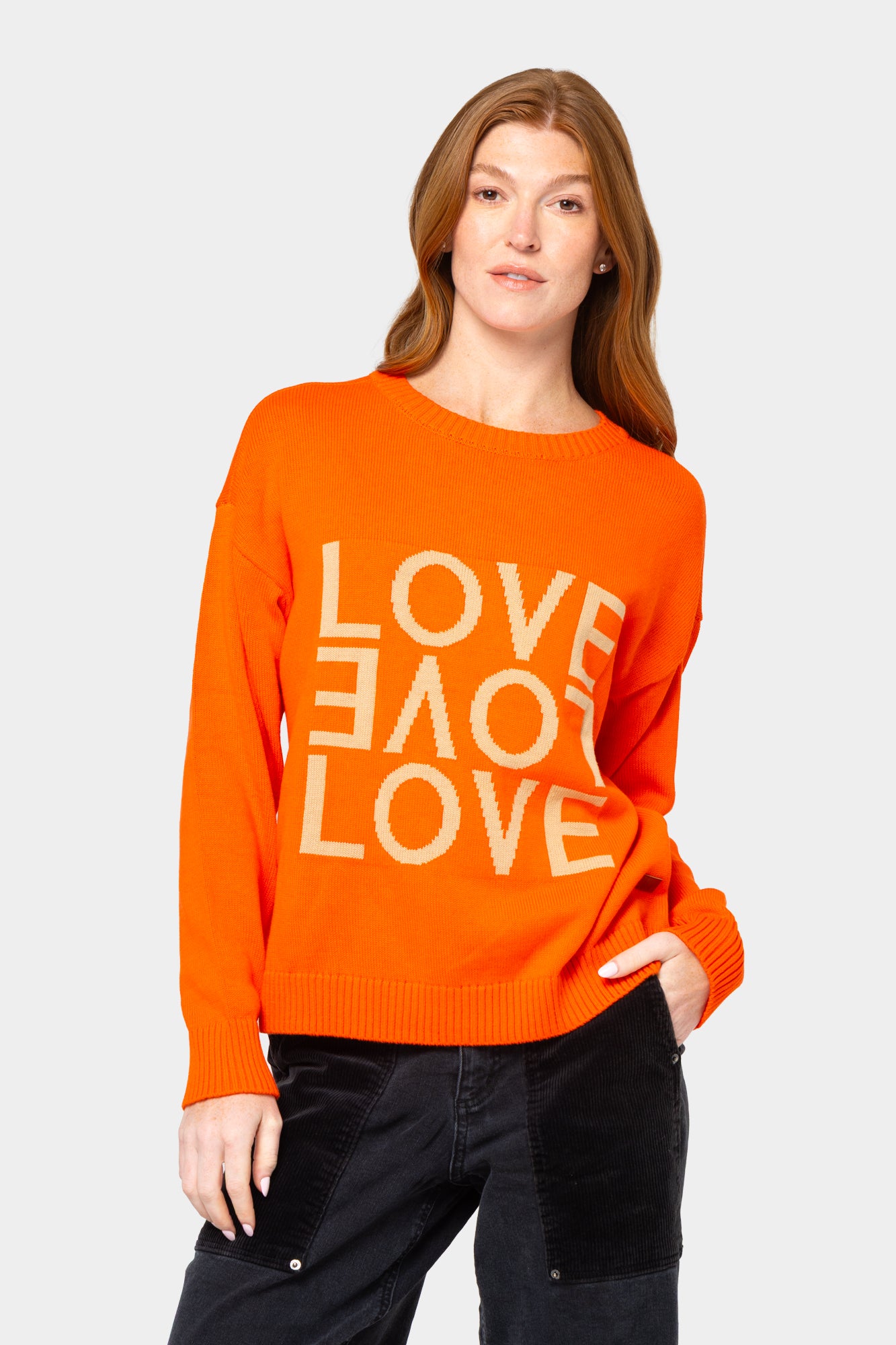 Cotton Motif Crew Neck Sweater