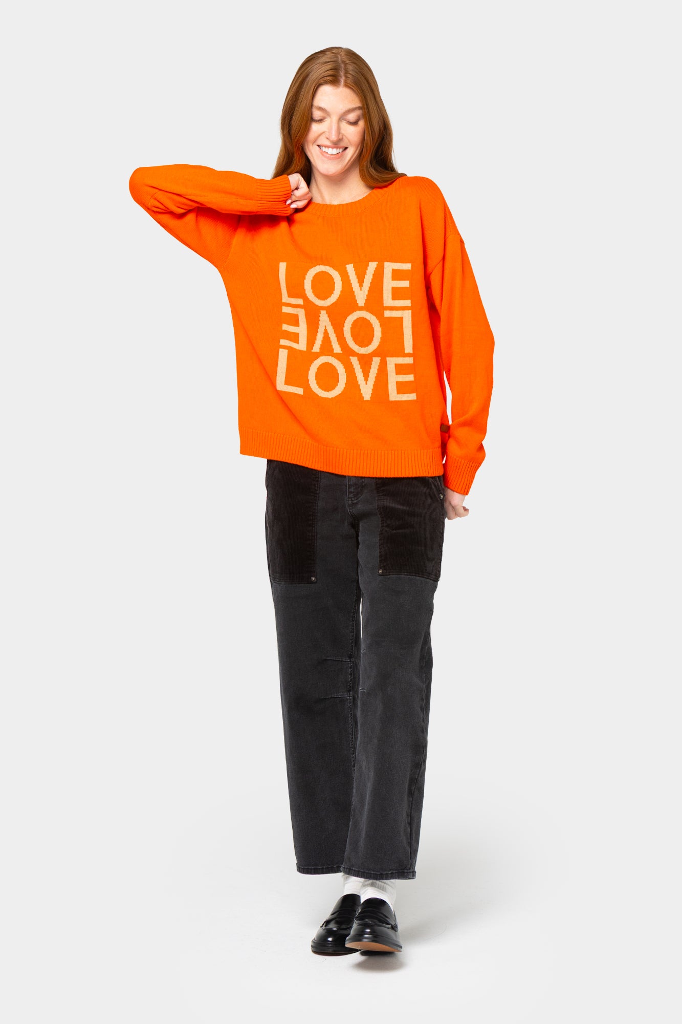 Cotton Motif Crew Neck Sweater