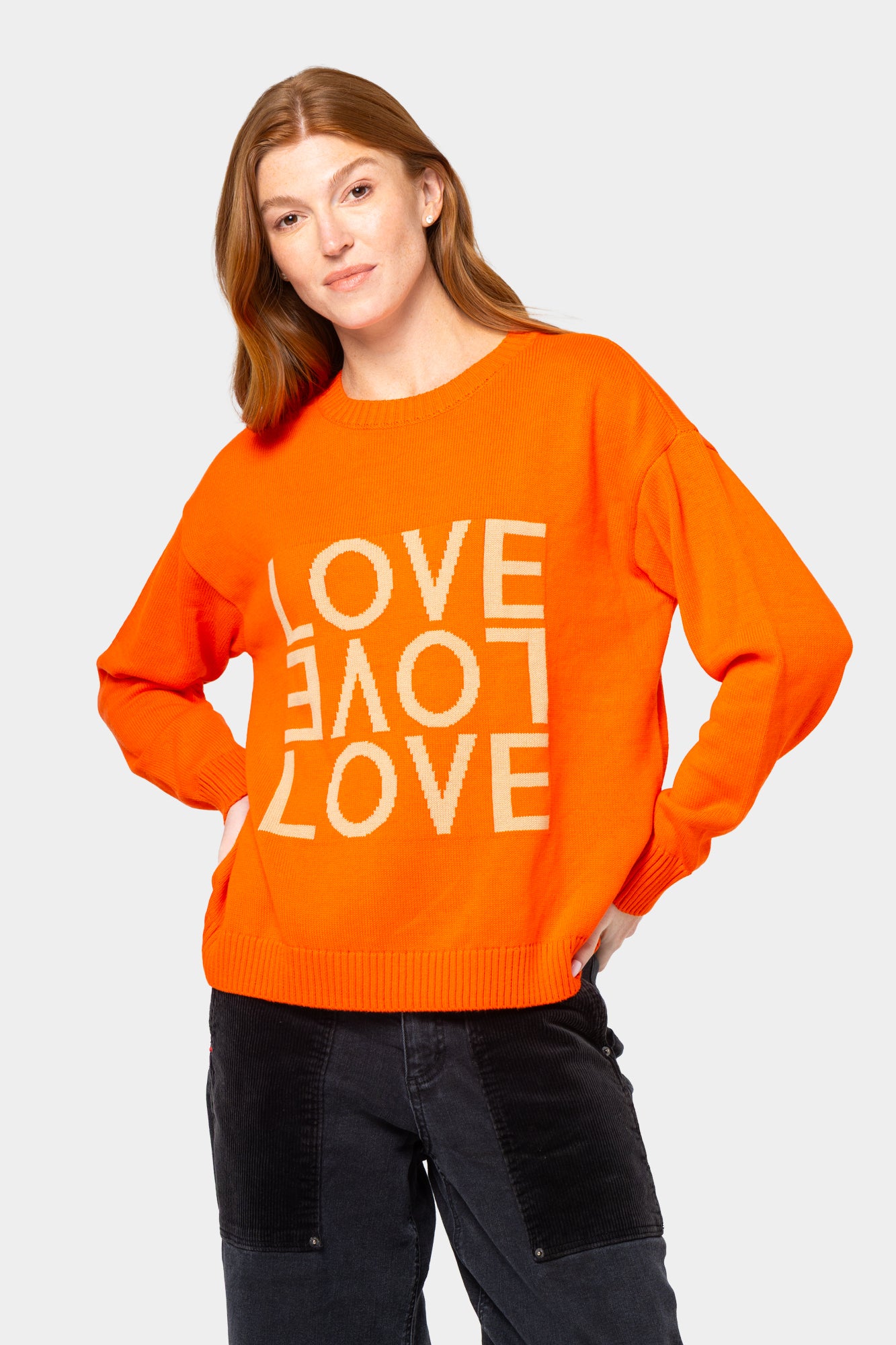 Cotton Motif Crew Neck Sweater