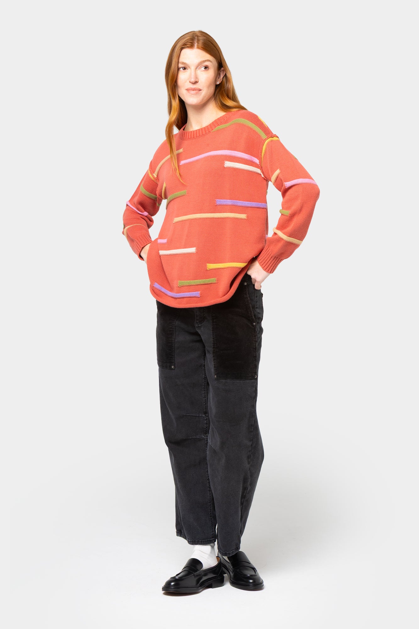 Cotton Novelty Stitch Crew Neck Sweater
