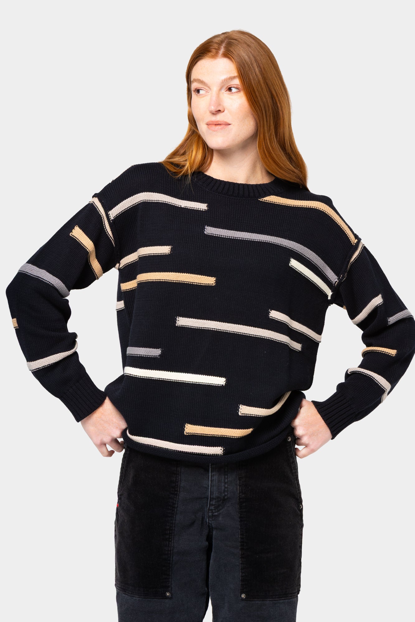 Cotton Novelty Stitch Crew Neck Sweater