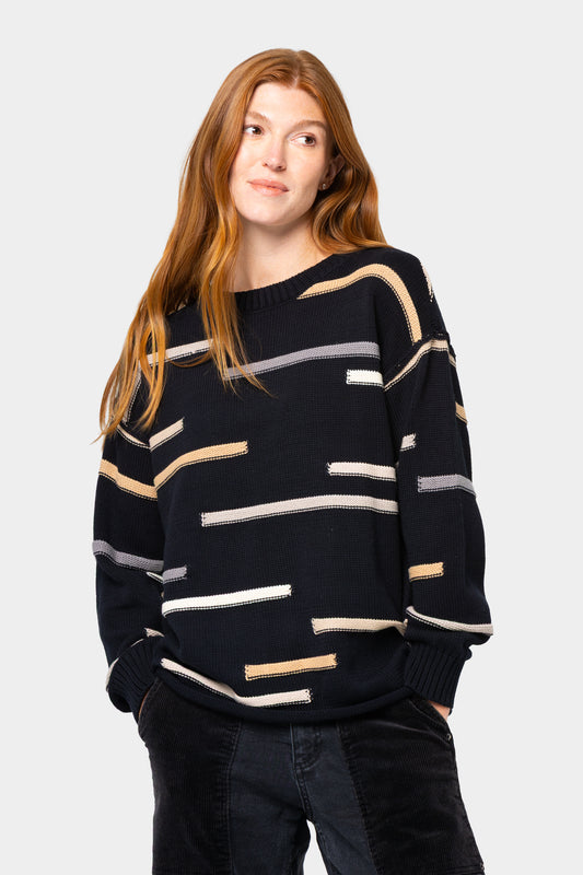 Cotton Novelty Stitch Crew Neck Sweater