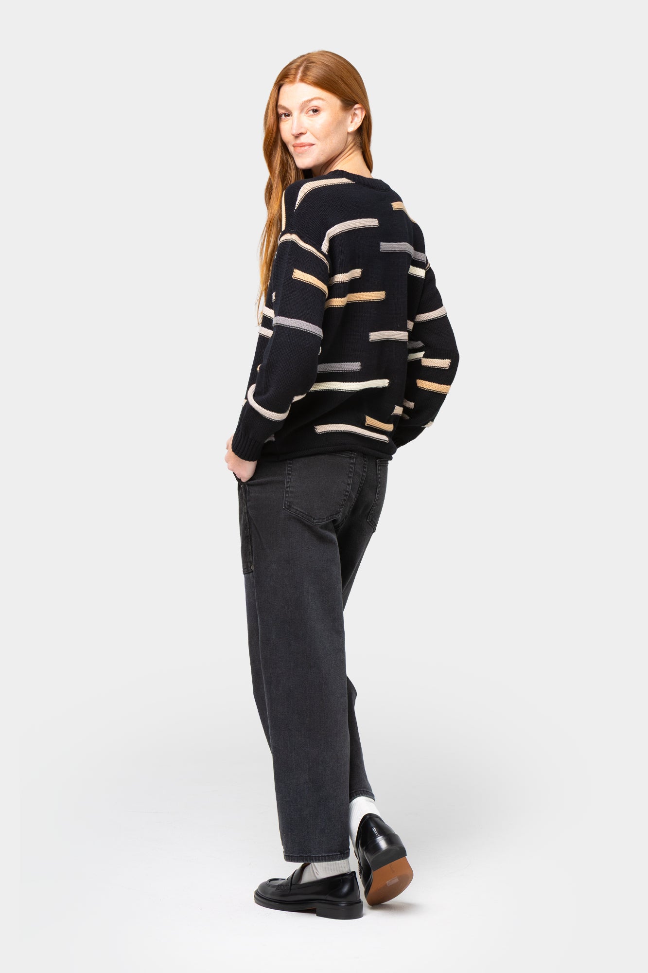 Cotton Novelty Stitch Crew Neck Sweater
