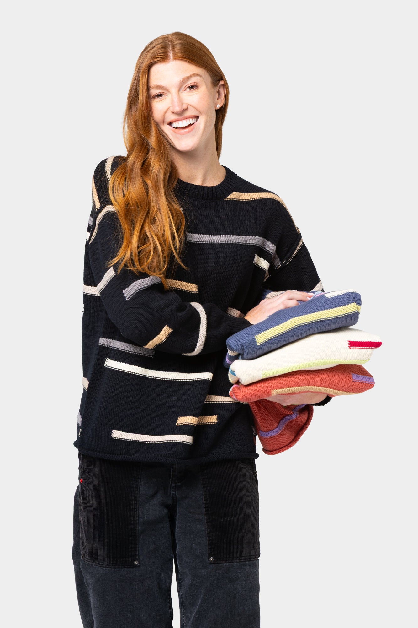 Cotton Novelty Stitch Crew Neck Sweater