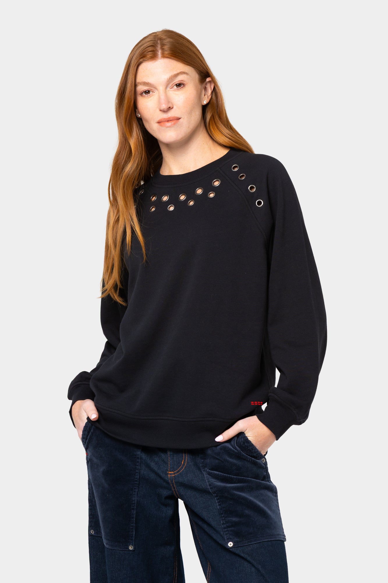 French Terry Grommet Detail Sweatshirt