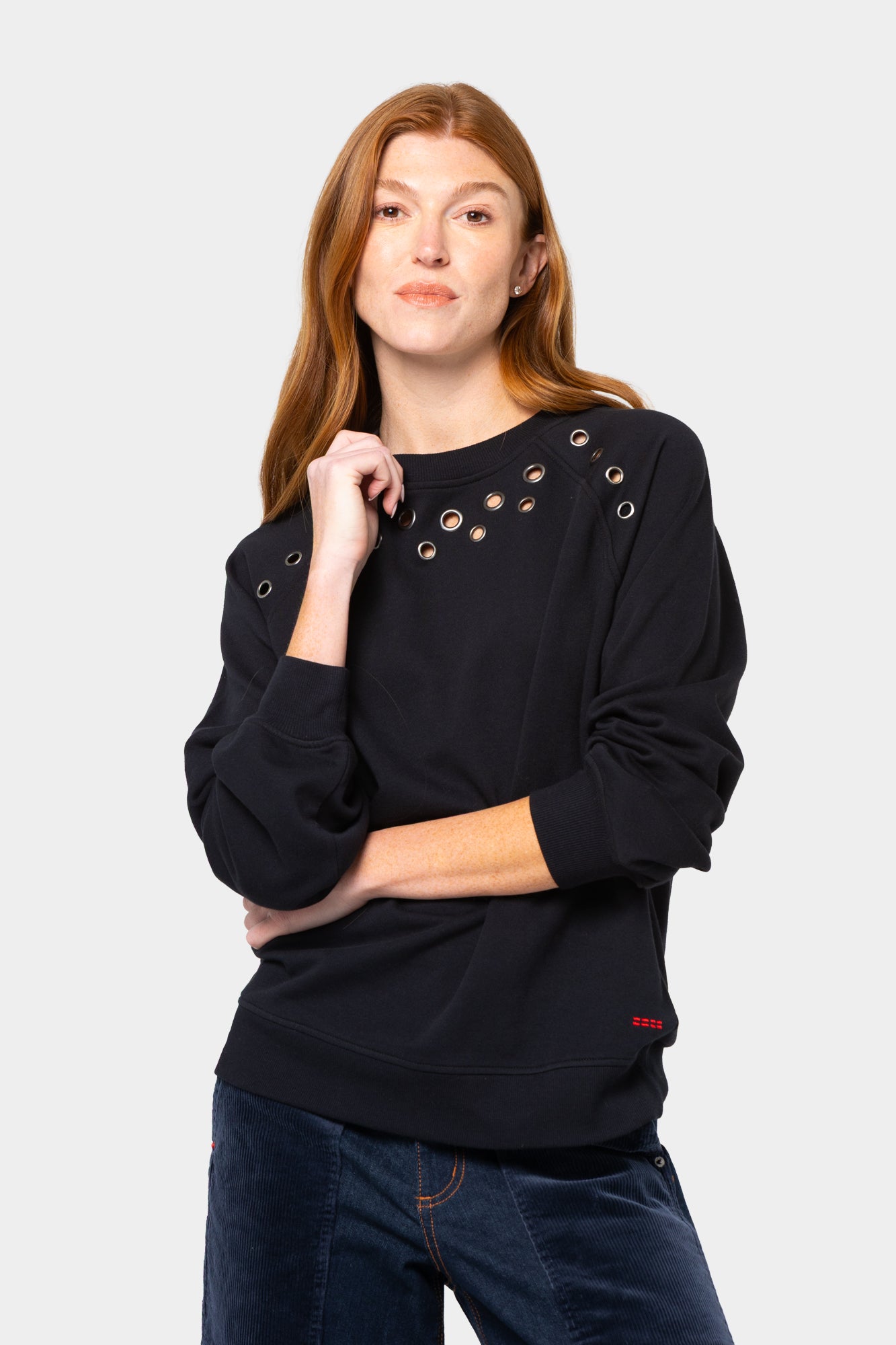 French Terry Grommet Detail Sweatshirt
