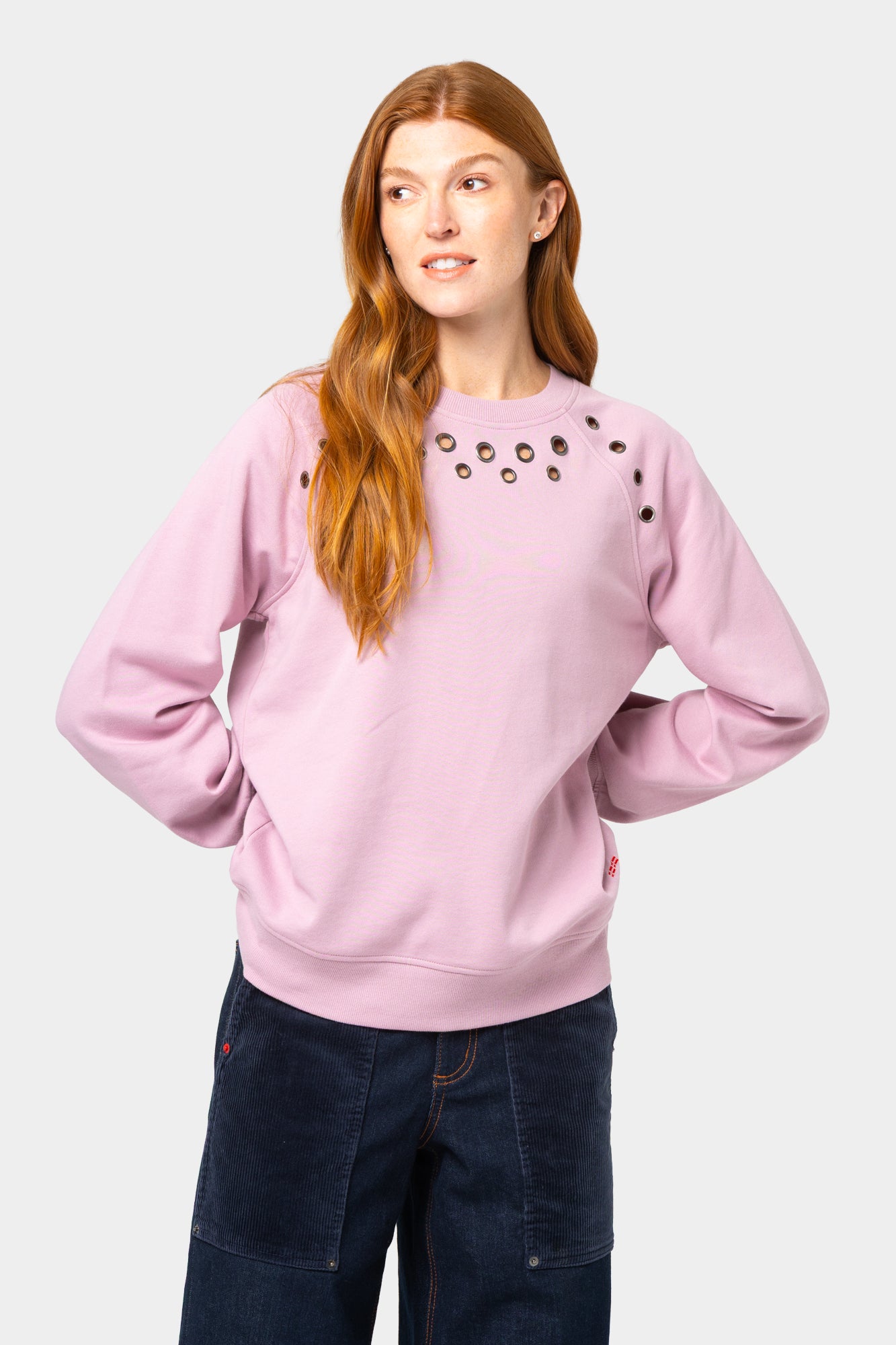 French Terry Grommet Detail Sweatshirt