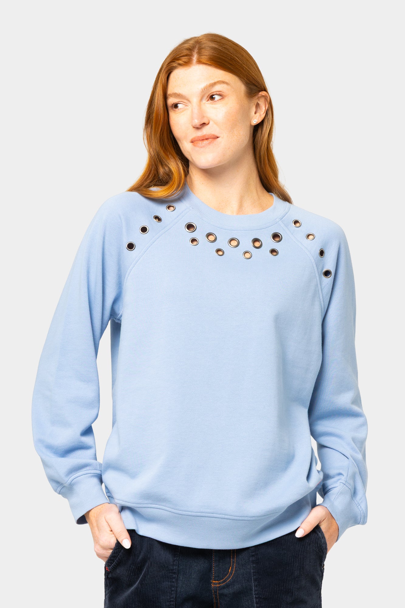 French Terry Grommet Detail Sweatshirt