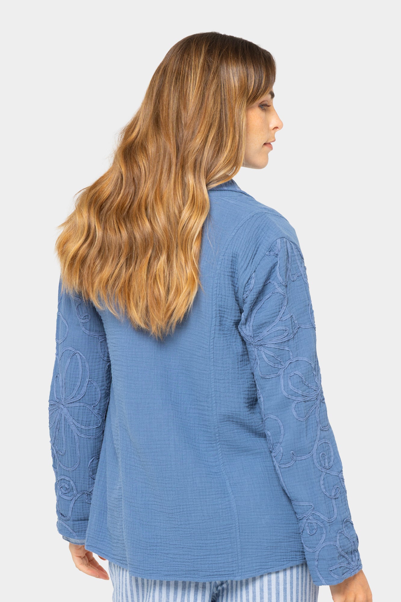 Boheme 100% Cotton Gauze Blazer with Embroidery