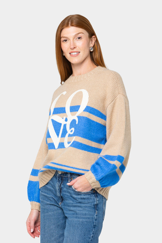 Stripe Latern Sleeve Sweater