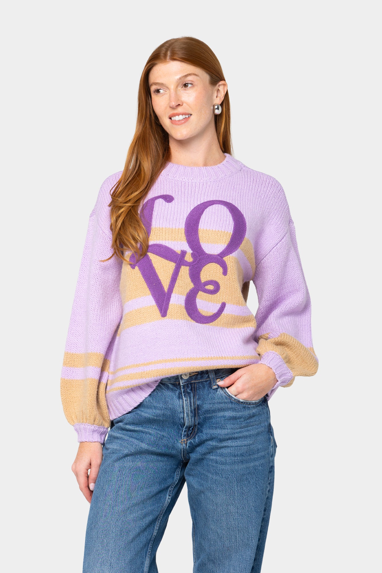 Stripe Latern Sleeve Sweater