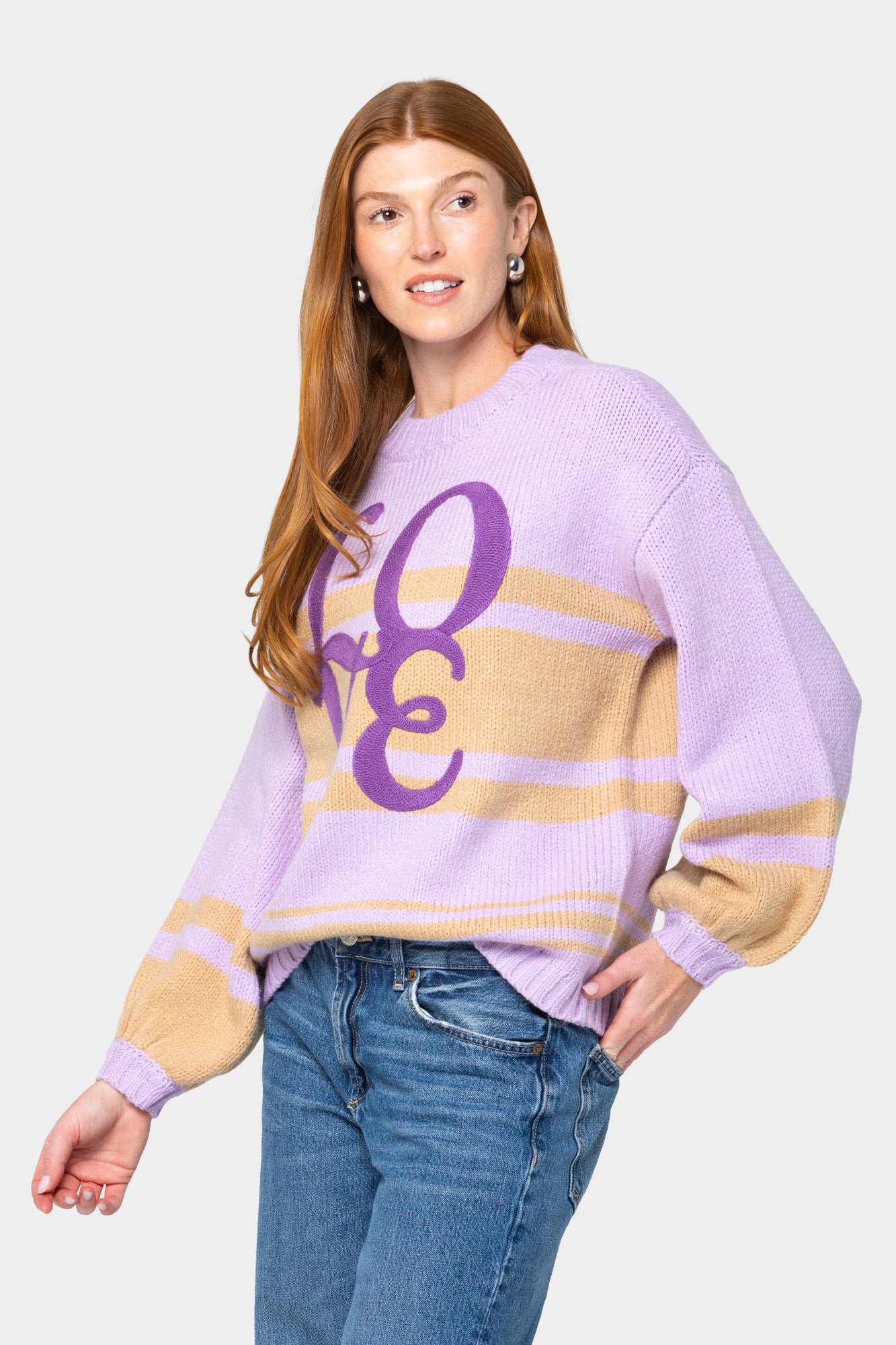 Stripe Latern Sleeve Sweater