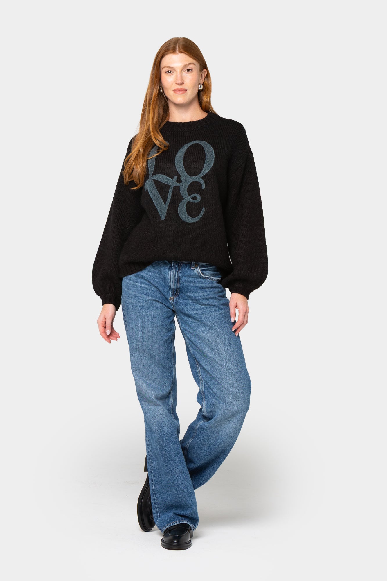 Stripe Latern Sleeve Sweater