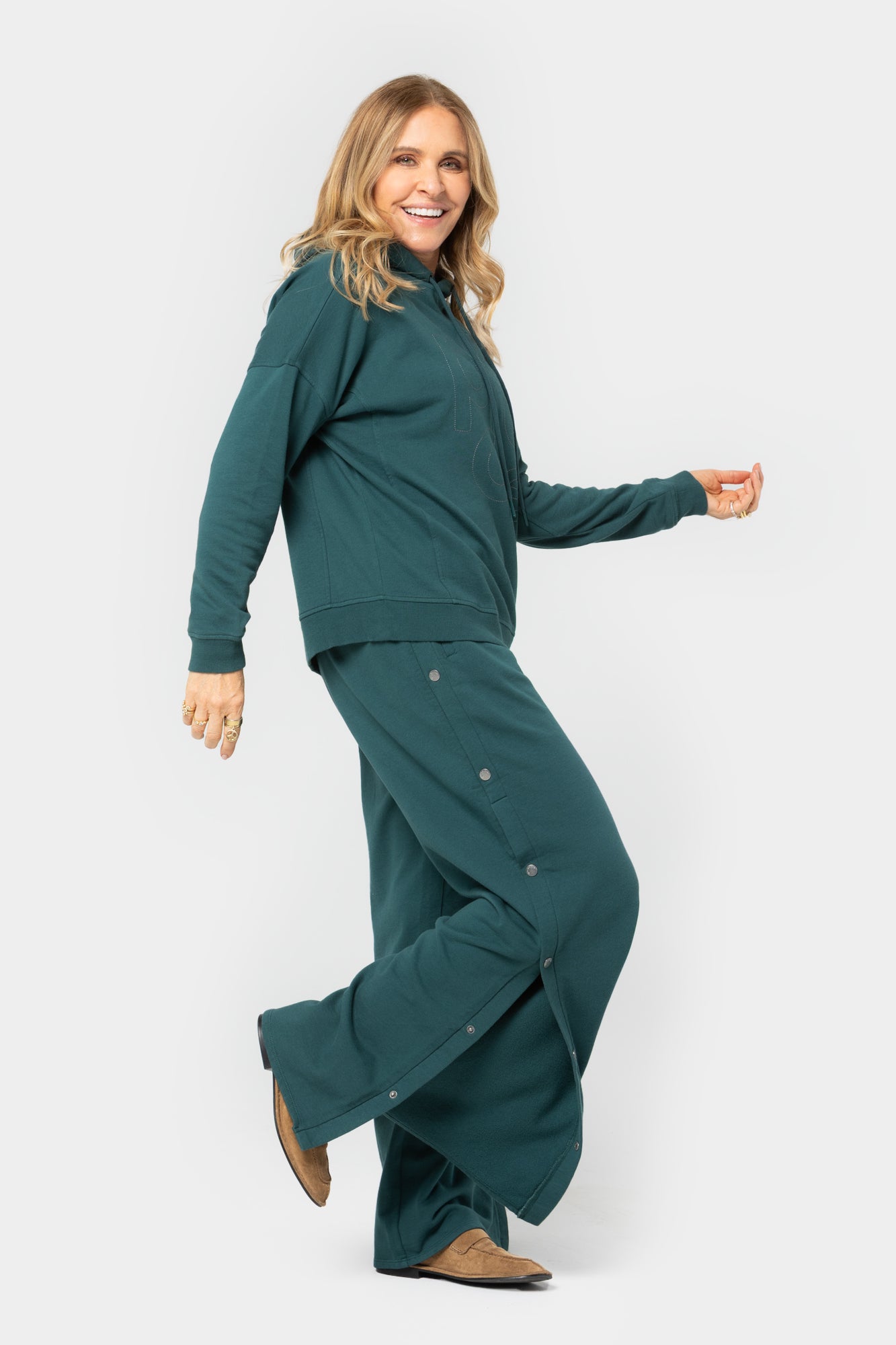 French Terry Side Snap Pants