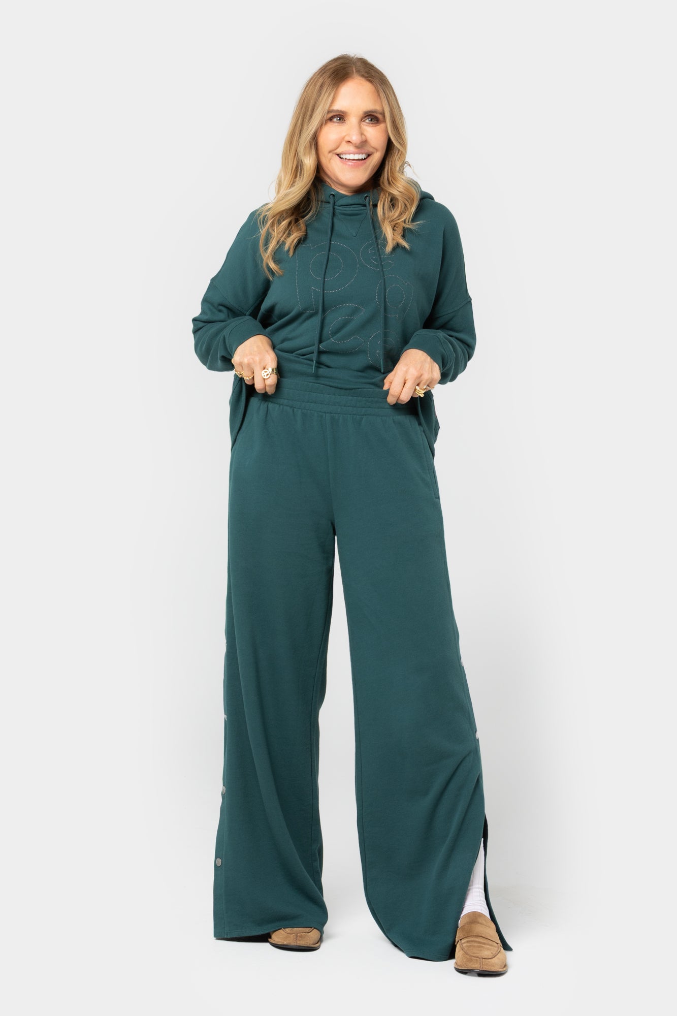 French Terry Side Snap Pants