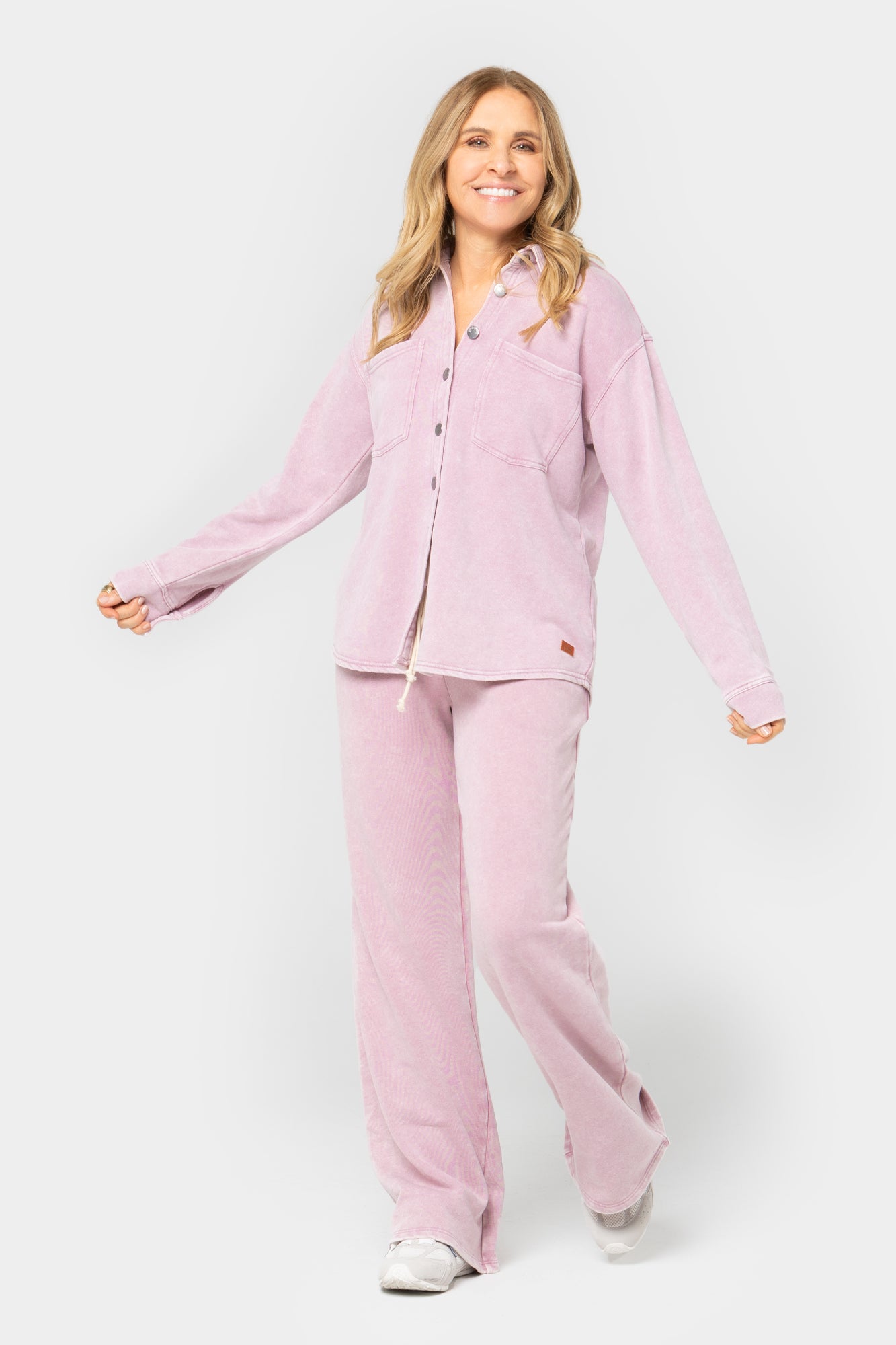 Knit Indigo Wash Full Length Pants