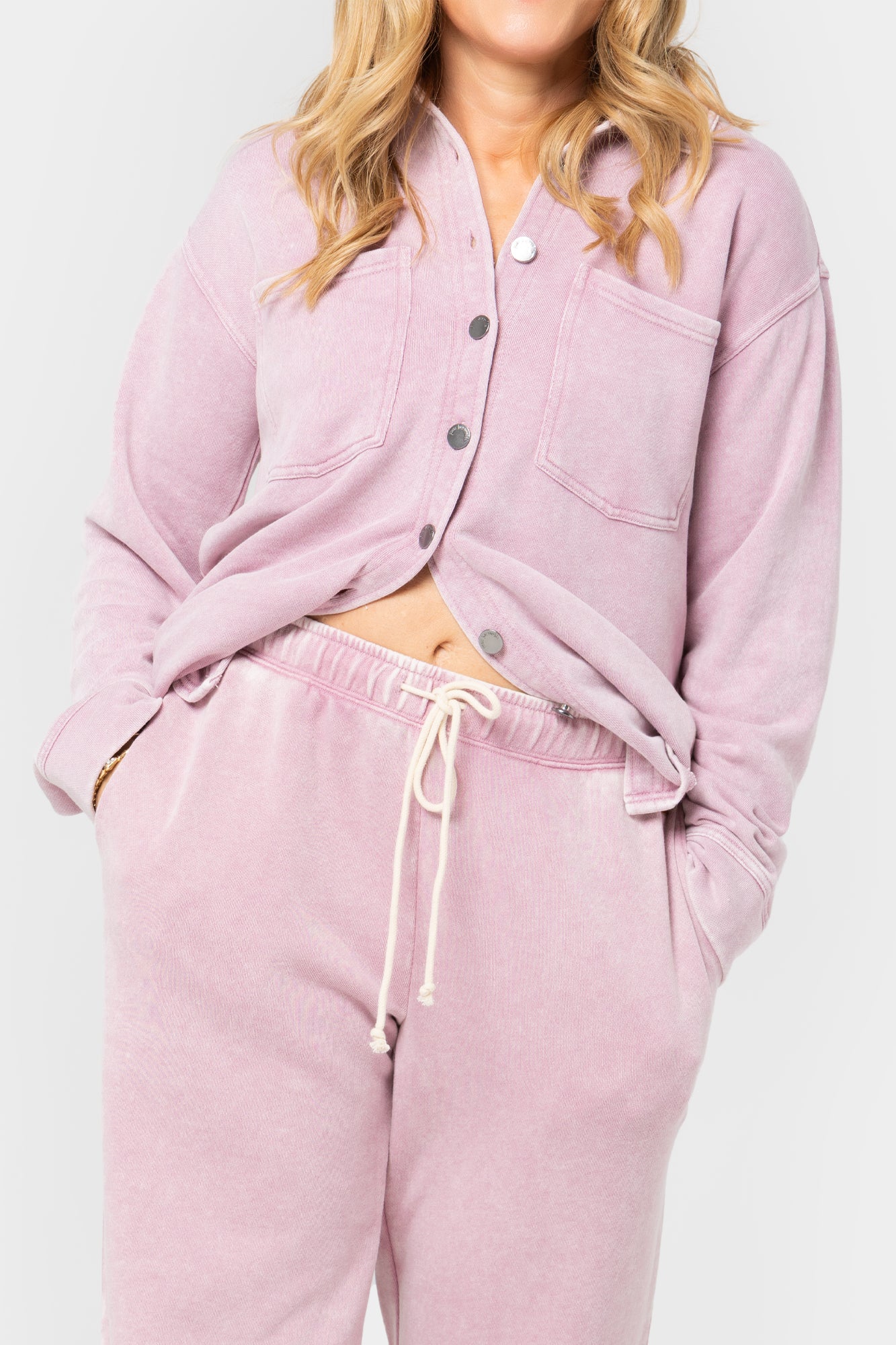 Knit Indigo Wash Full Length Pants