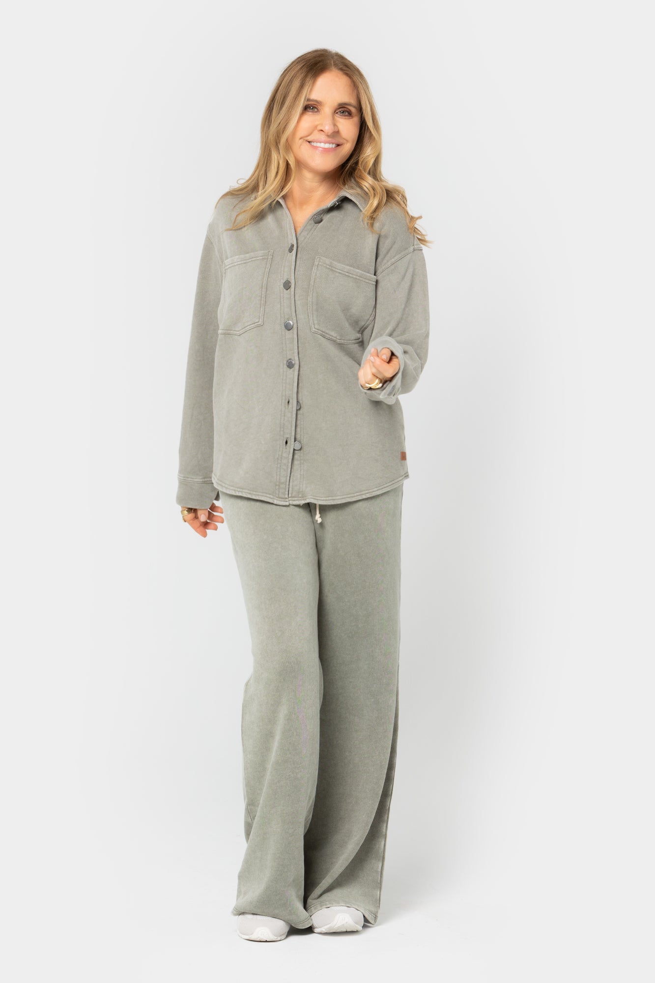 Knit Indigo Wash Full Length Pants