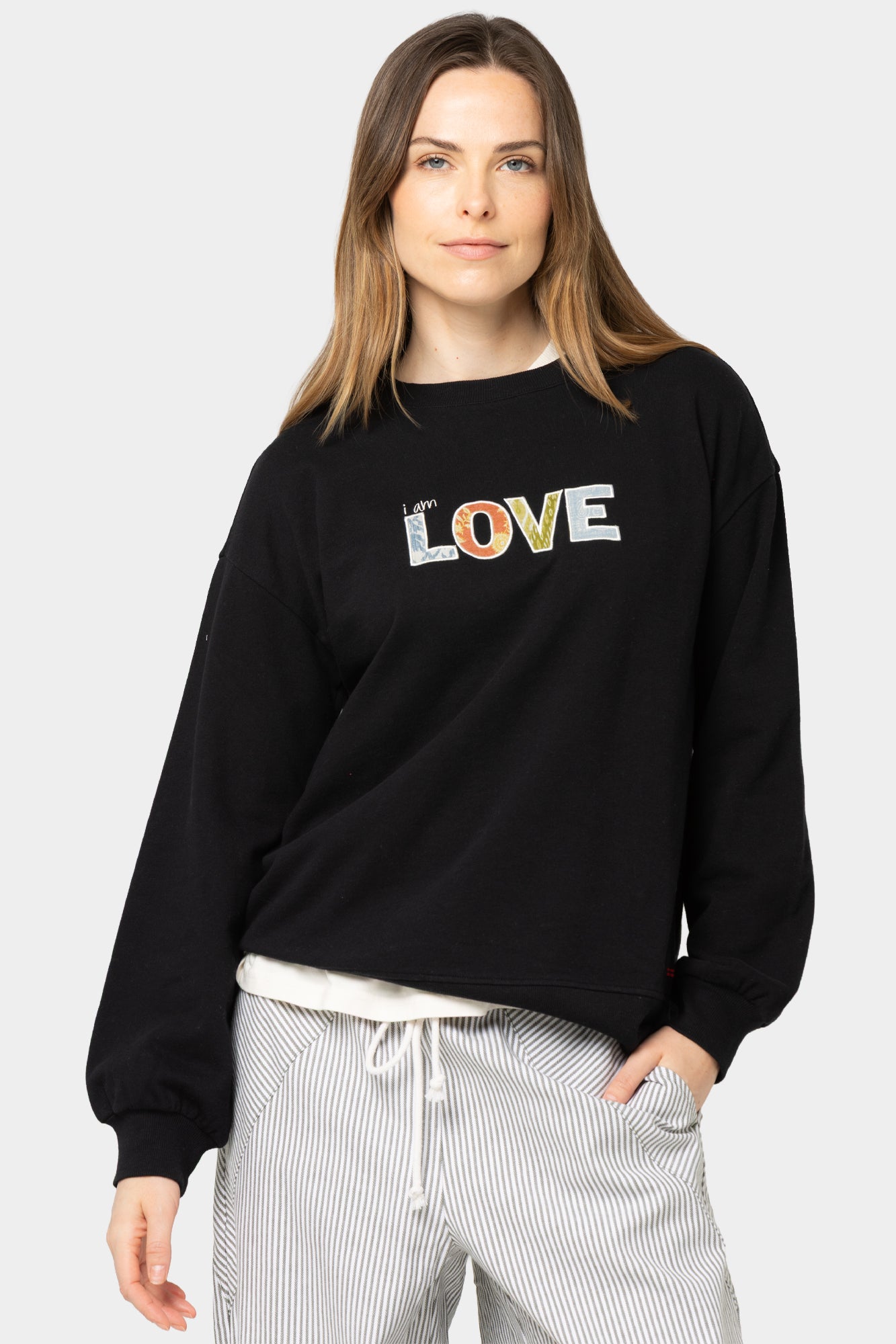 Affirmation Applique Pullover Crew Neck