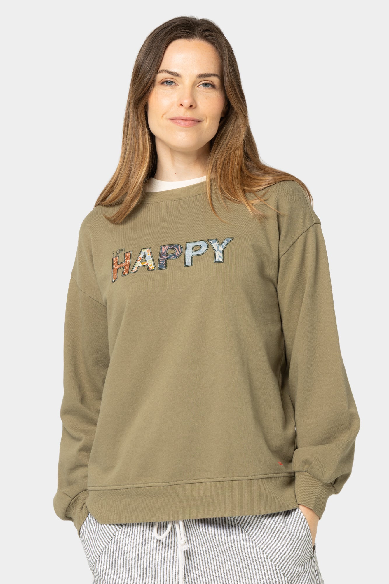 Affirmation Applique Pullover Crew Neck