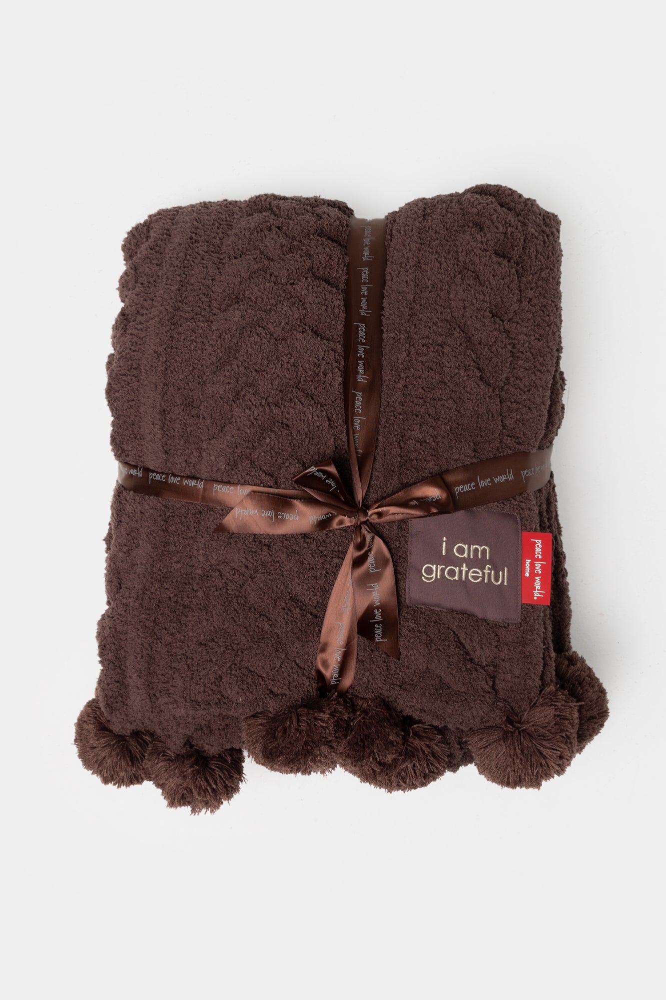 Pom Pom Cable Knit Blanket