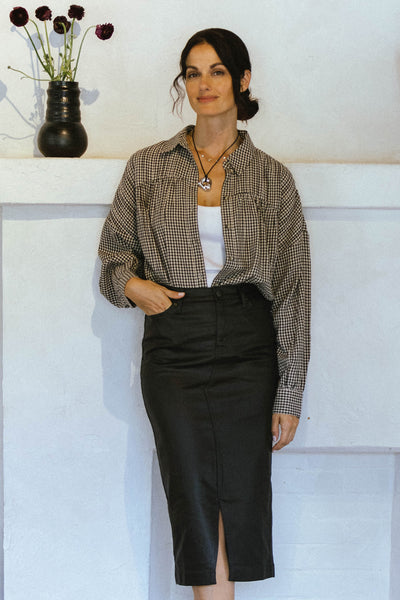 Vipsport Gr Long Denim Skirt Qvc Black Label Coated Denim Skirt