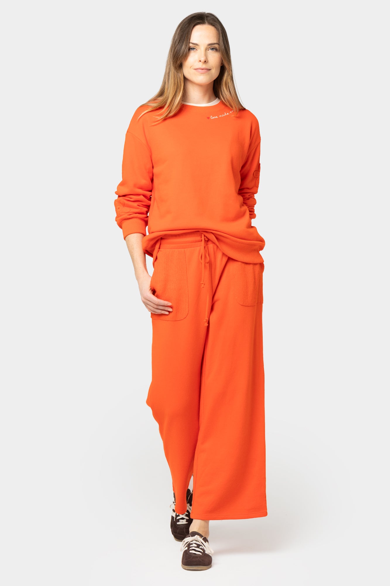 Ankle Length French Terry with Crochet Pants