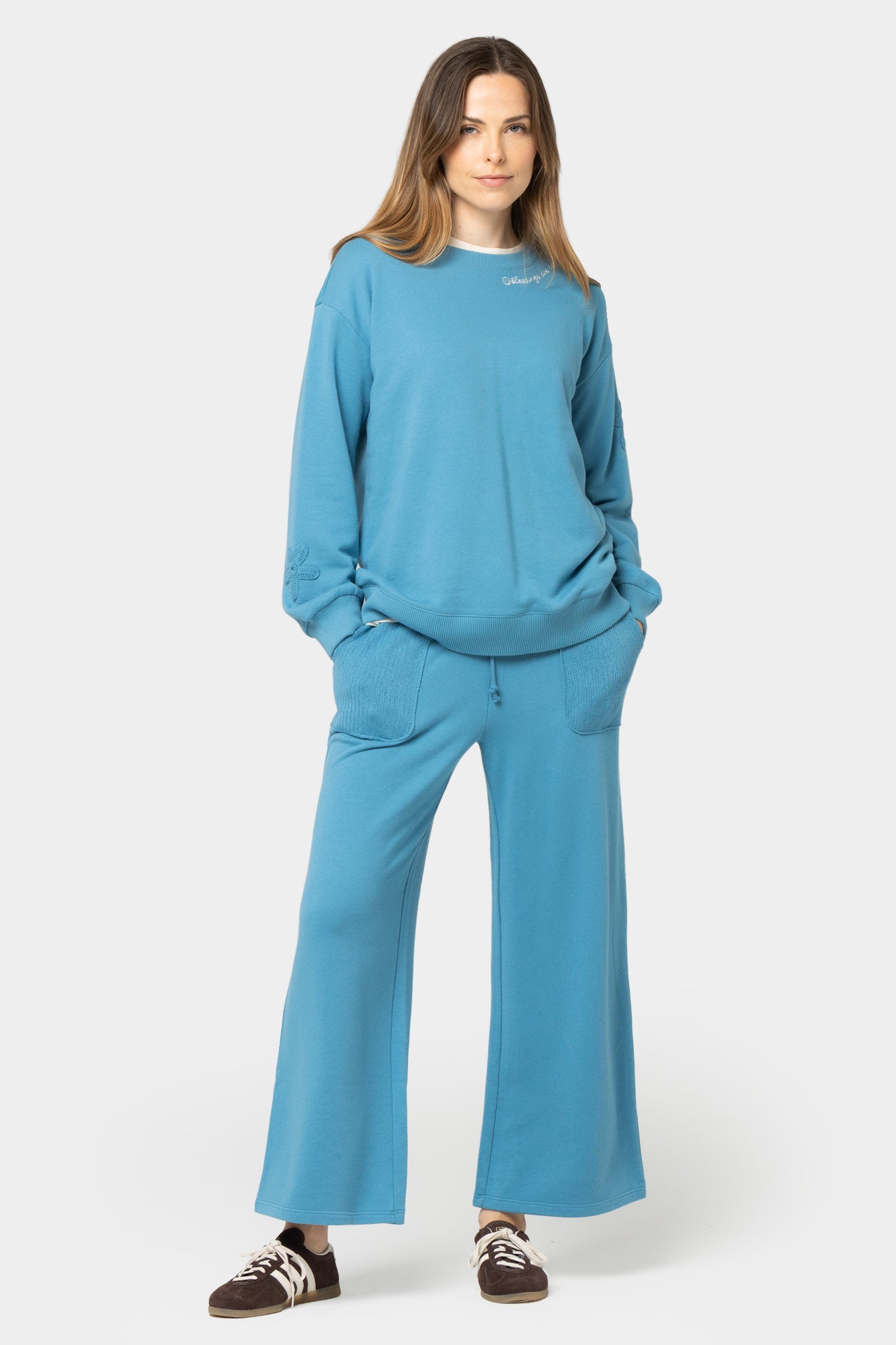 Ankle Length French Terry with Crochet Pants
